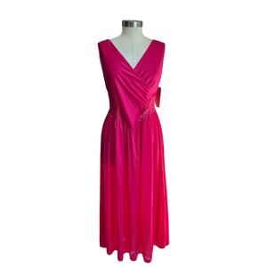 VTG Vandemere Hot‎ Pink Lace Nightgown Romantic A Line Slip Dress L